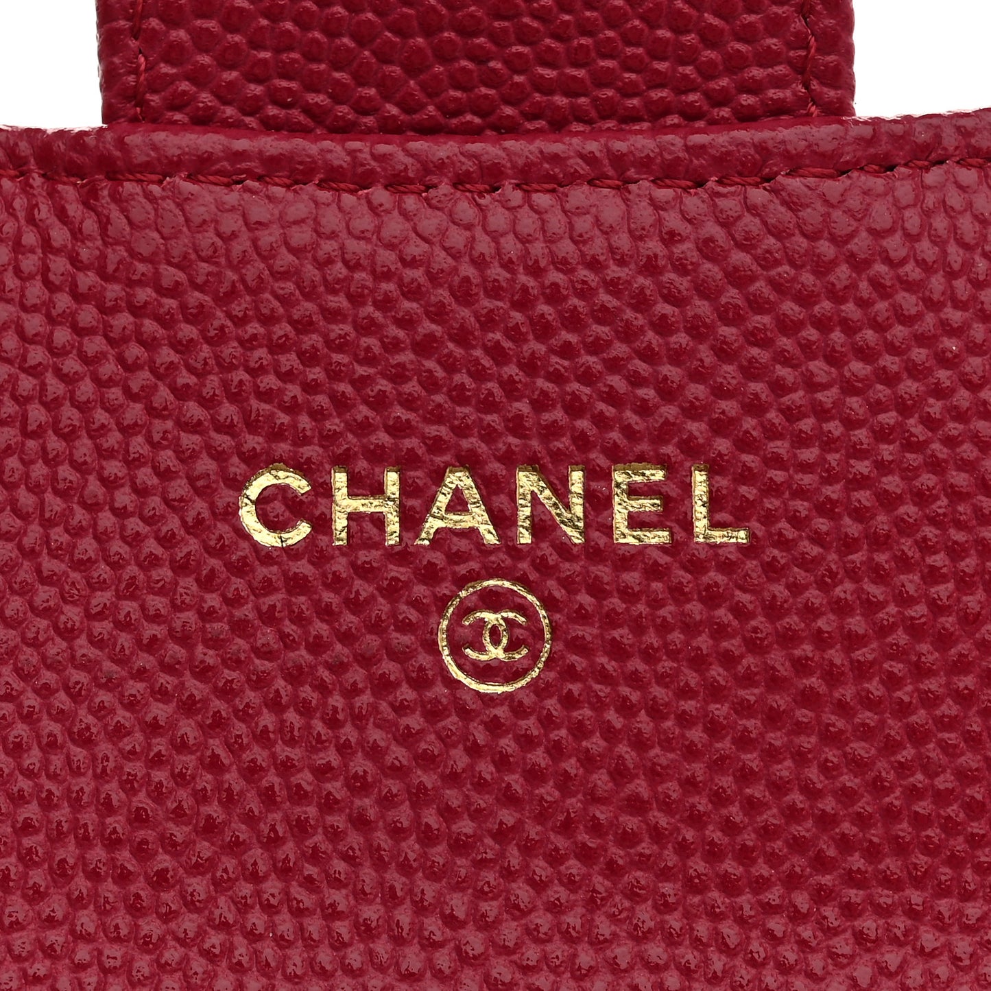 Caviar Quilted Flap Card Holder Wallet Dark Pink