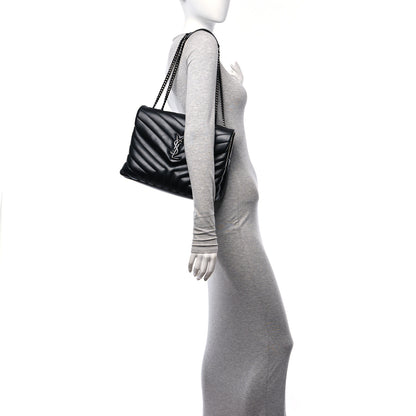 Saint Laurent Calfskin Y Quilted Monogram Monochrome Medium Loulou Chain Satchel Black 2 of 12