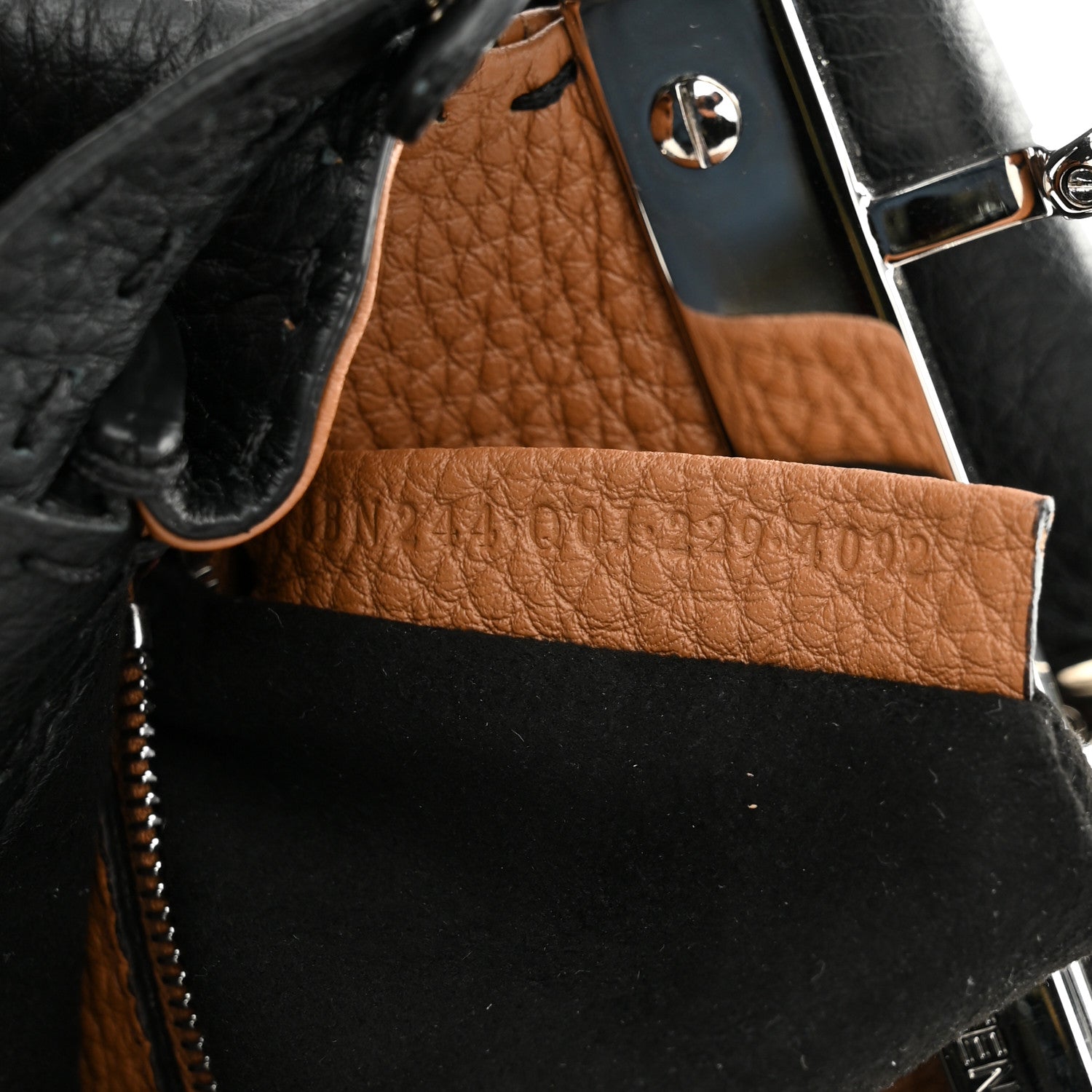 Fendi Cuoio Romano Selleria Bi-Color Mini Peekaboo Iconic Satchel Black Mou 8 of 12