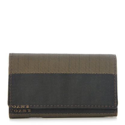 Fendi Pequin Striped Key Holder Tobacco 1 of 10