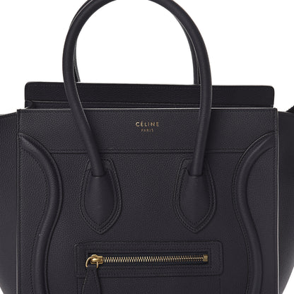 Celine Drummed Calfskin Micro Luggage Midnight 6 of 8