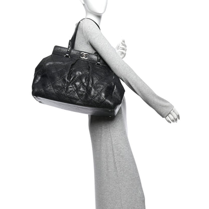 Chanel Glazed Calfskin Large On The Road Large Frame Tote Black 2 of 11