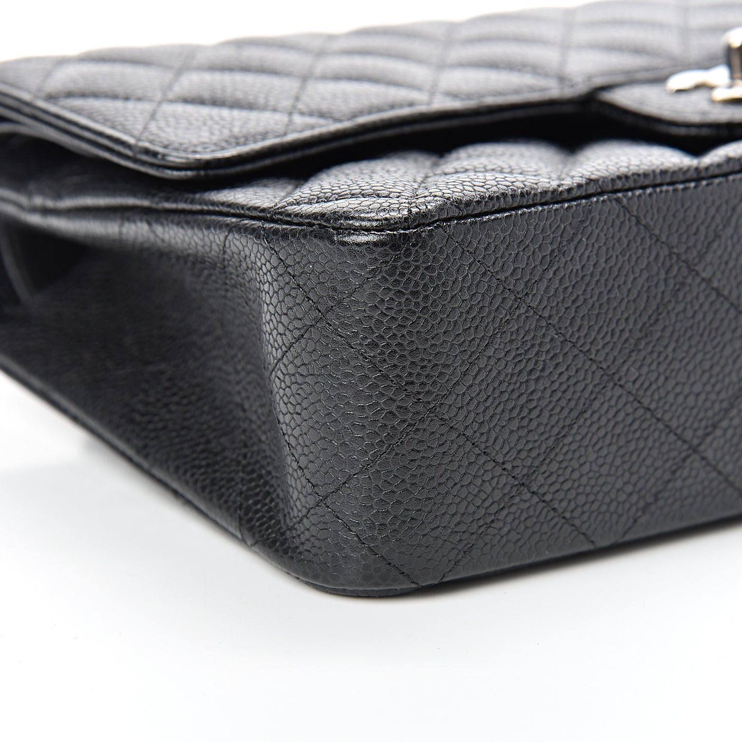 Caviar Quilted Medium Double Flap Black