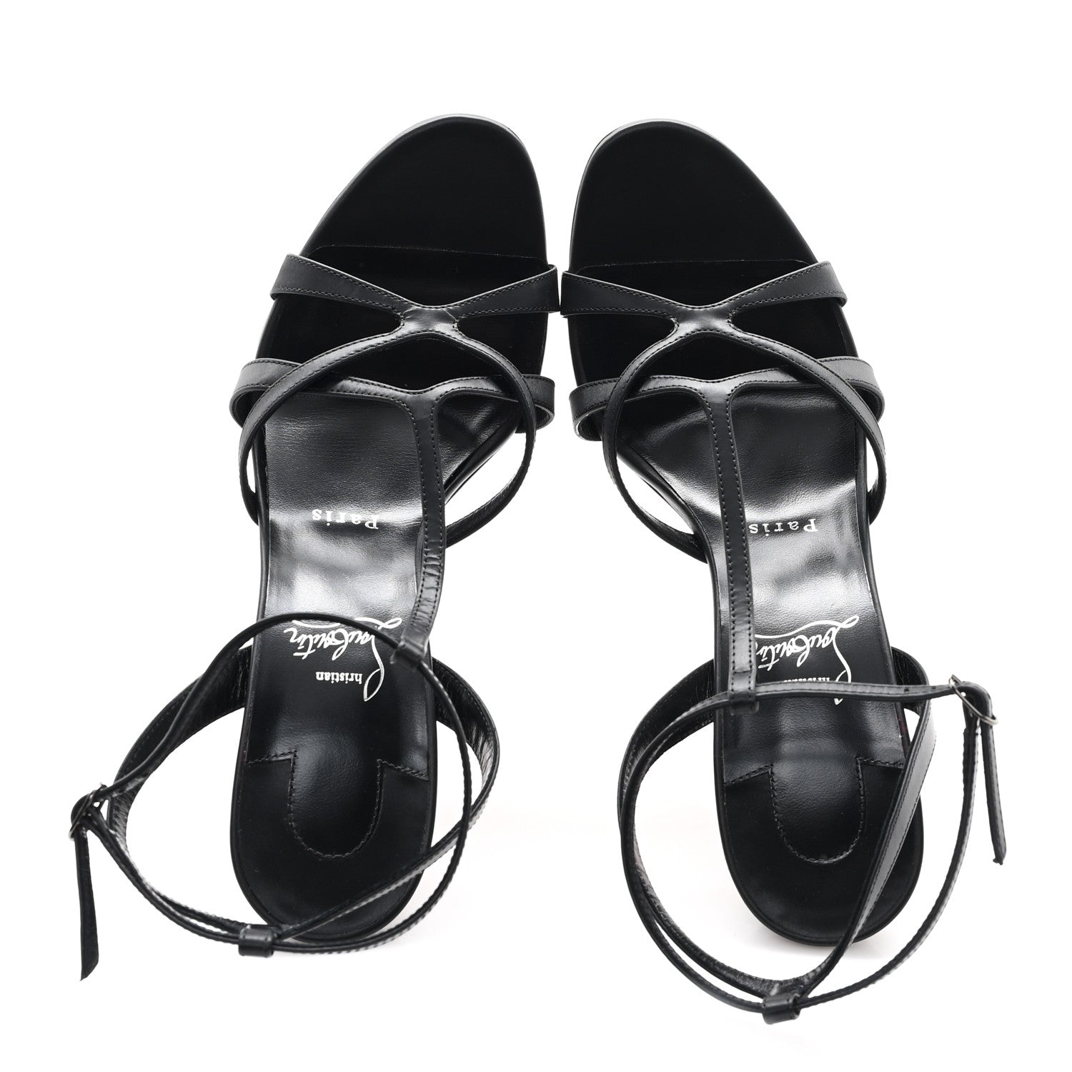 Christian Louboutin Kid Laminato Satin Tangueva 100 Sandals 41 Black 2 of 8