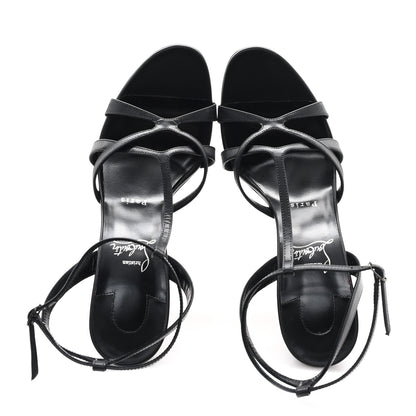 Christian Louboutin Kid Laminato Satin Tangueva 100 Sandals 41 Black 2 of 8