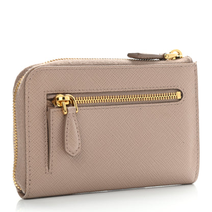 Prada Saffiano Metal Zip Around Keychain Cipria 2 of 7