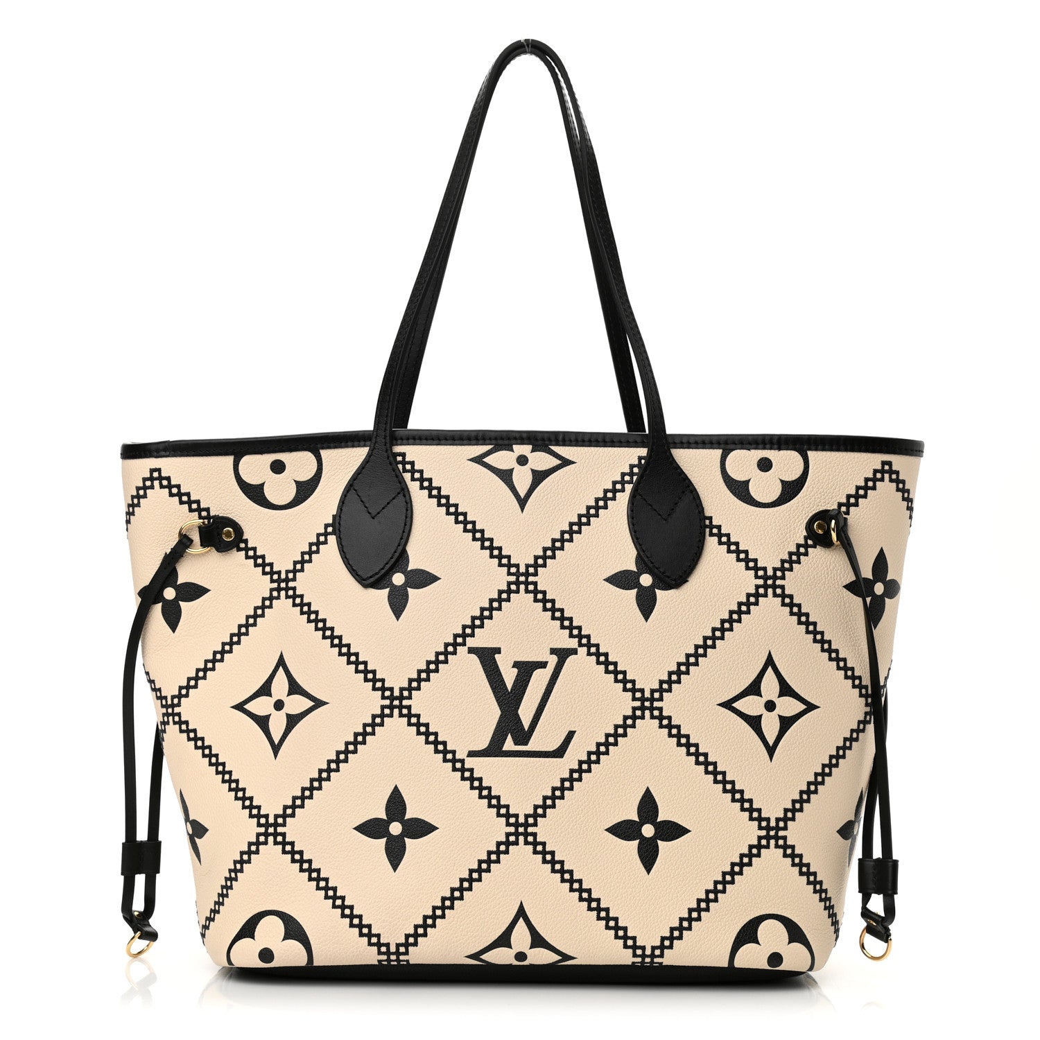 Louis Vuitton Empreinte Monogram Giant Broderies Neverfull MM Cream Black 1 of 9