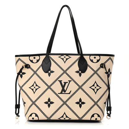 Louis Vuitton Empreinte Monogram Giant Broderies Neverfull MM Cream Black 1 of 9
