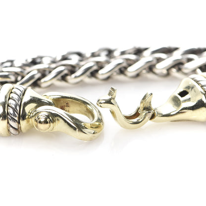 David Yurman Sterling Silver 14K Yellow Gold 6mm Double Wheat Buckle Bracelet 5 of 5