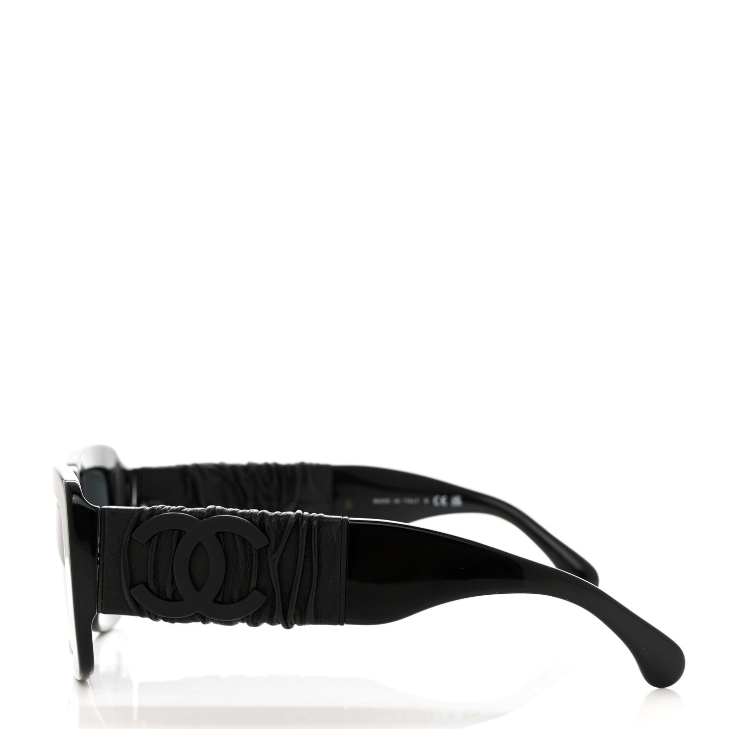 Acetate Calfskin Polarized Square Sunglasses 5473-Q-A Black