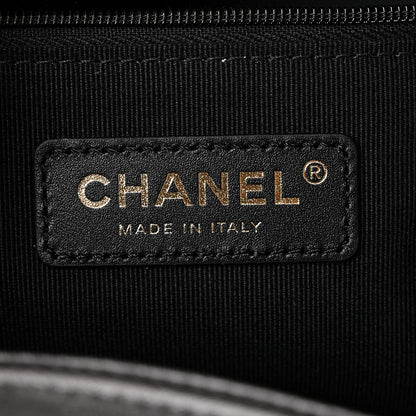 Chanel Suede Calfskin Shiny Lambskin Quilted Small Coco Base Shopping Bag Beige Black 6 of 11