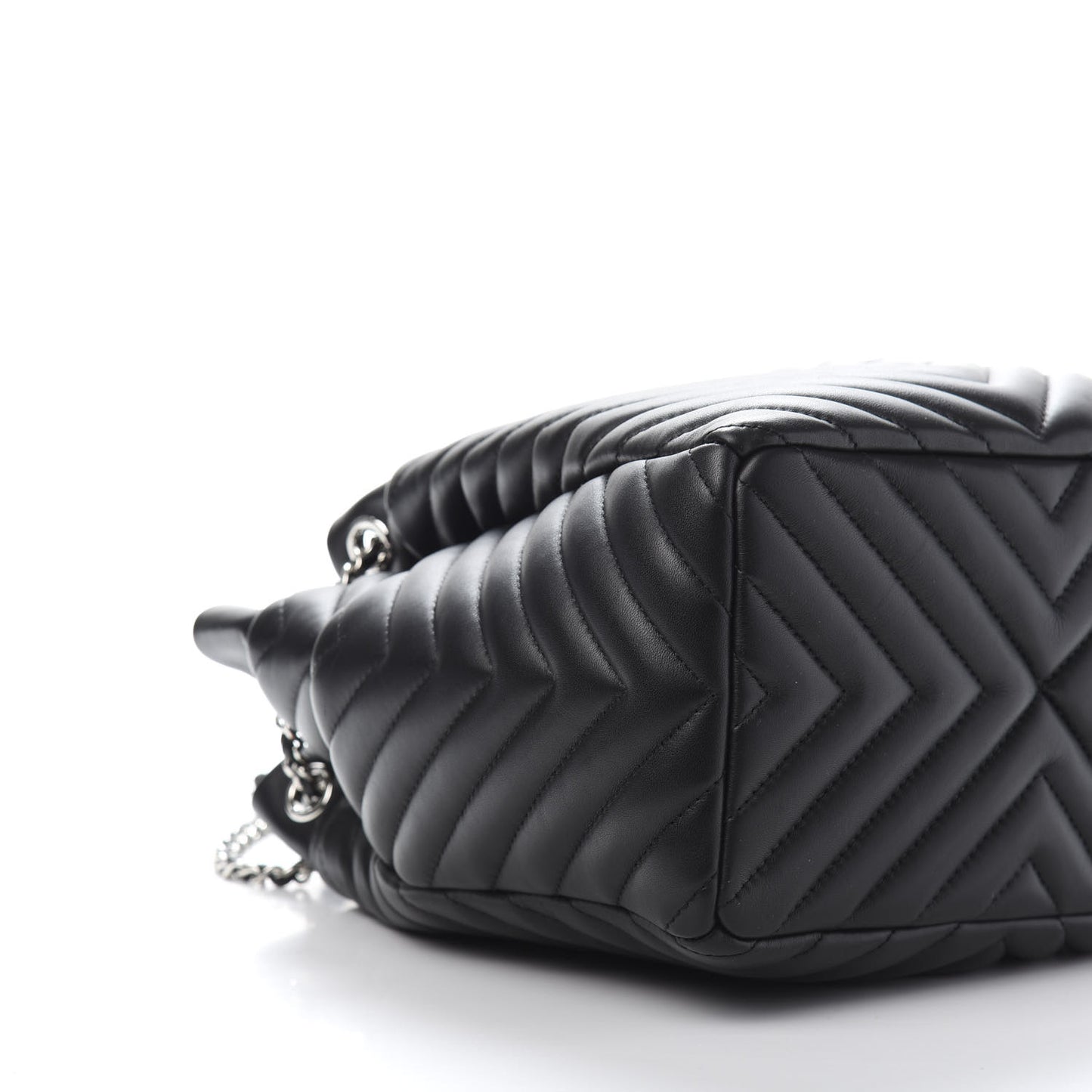 Lambskin Chevron Small Urban Spirit Drawstring Bag Black