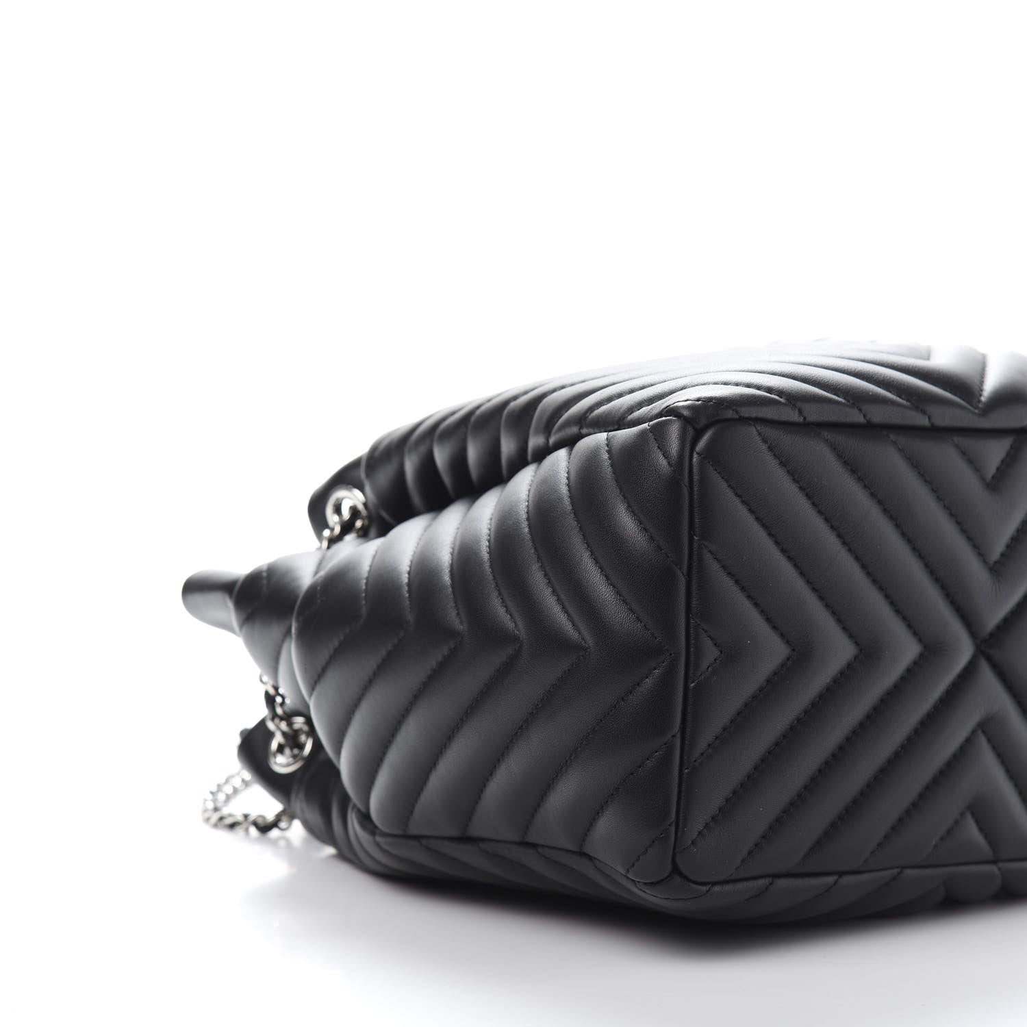 Chanel Lambskin Chevron Small Urban Spirit Drawstring Bag Black 7 of 10