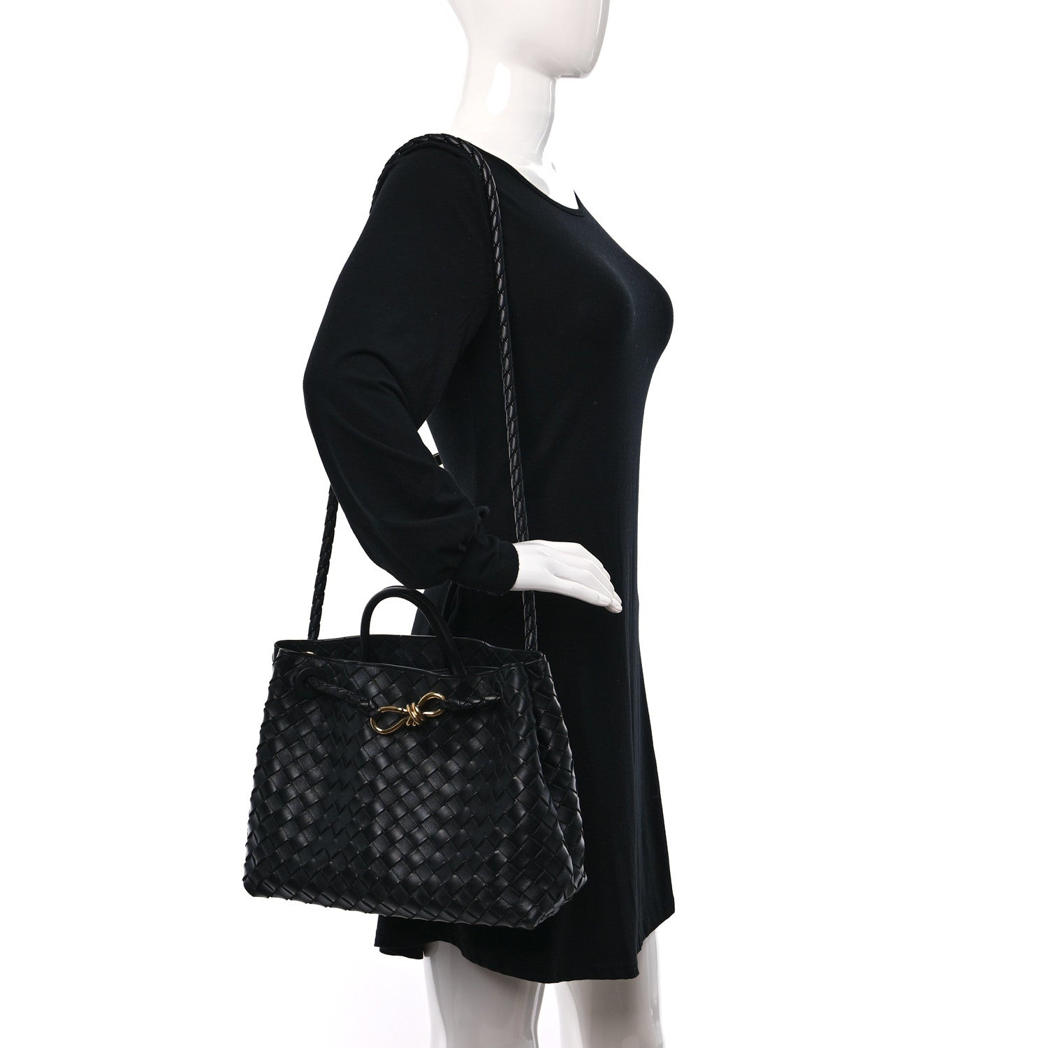 Bottega Veneta Nappa Intrecciato Medium Andiamo Shoulder Bag Black 2 of 8