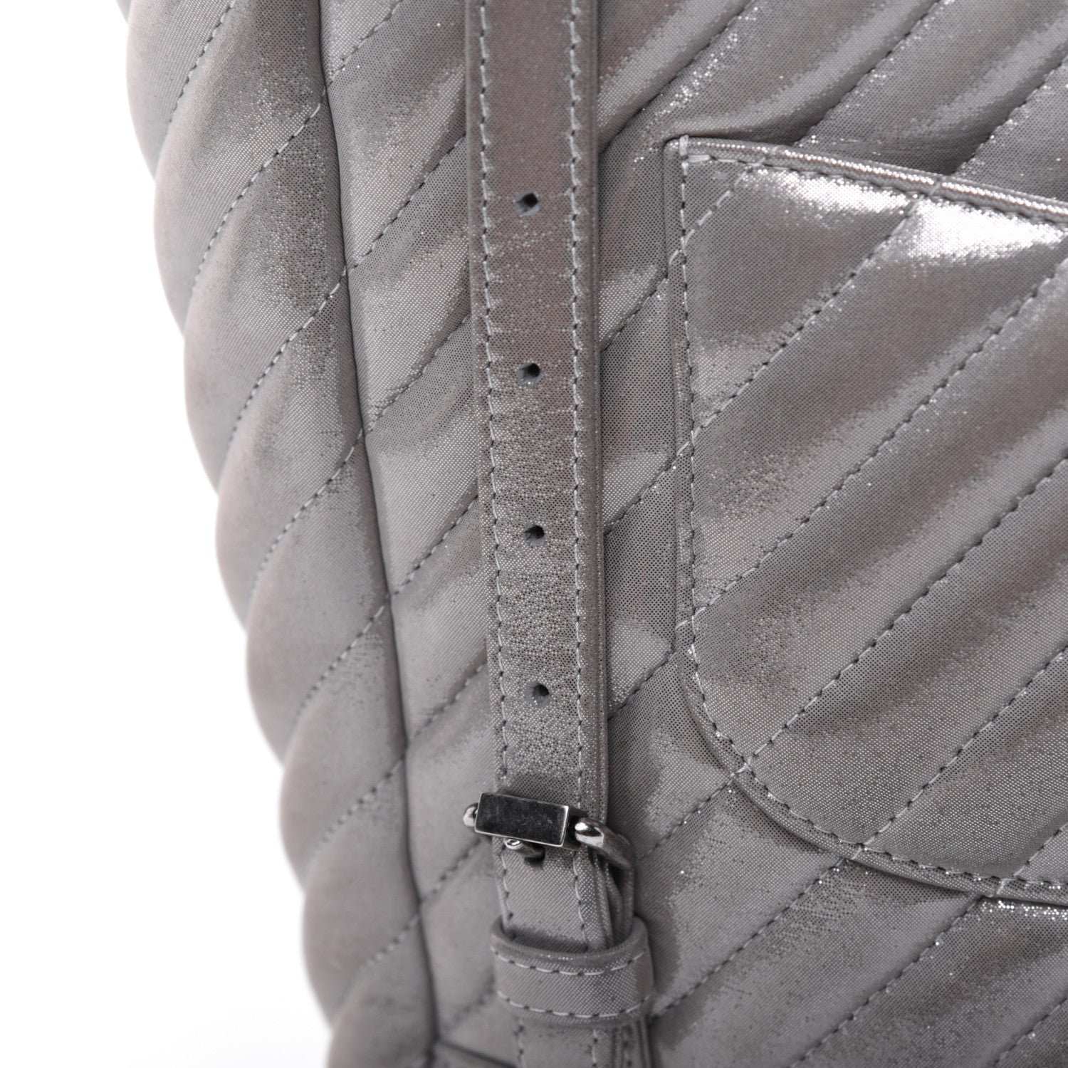 Chanel Metallic Calfskin Chevron Quilted Small Urban Spirit Backpack Silver 23 of 31