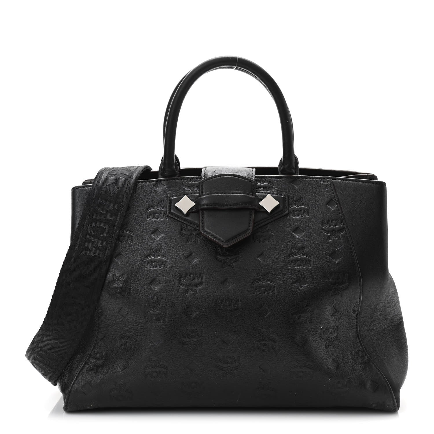 MCM Calfskin Ottomar Monogram Medium Essential Tote Black 1 of 9