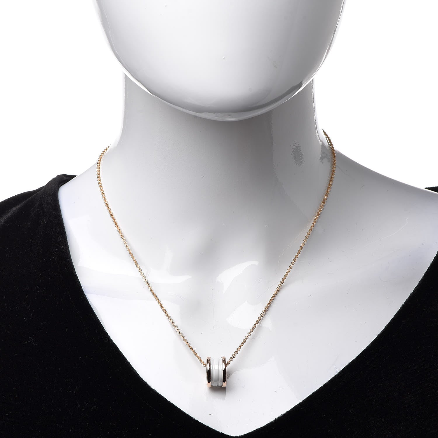 Bulgari 18K Rose Gold White Ceramic B.Zero1 Pendant Necklace 2 of 6