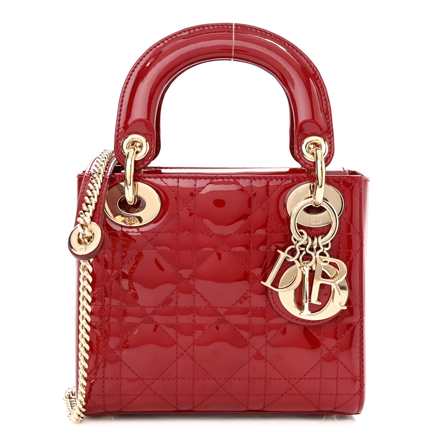 Patent Cannage Mini Lady Dior Red
