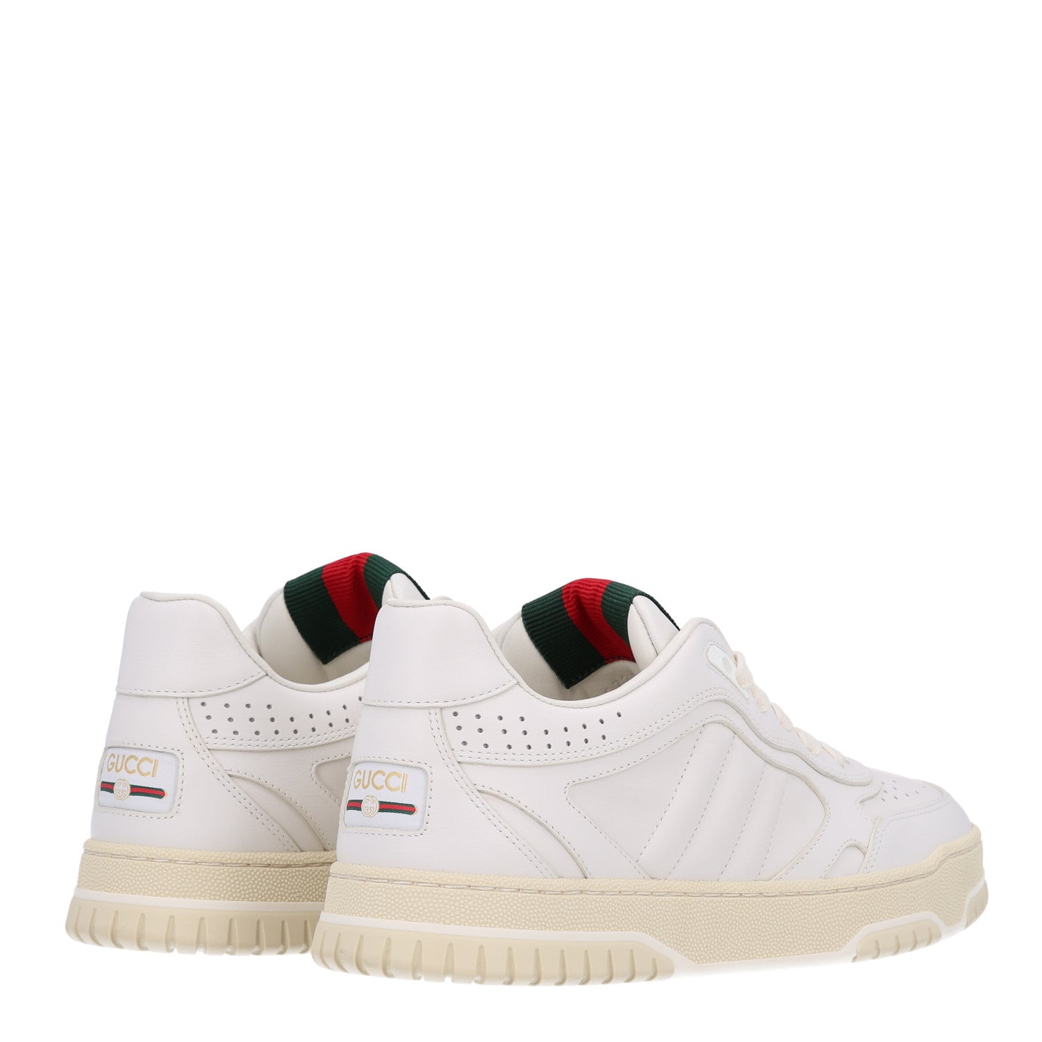Gucci Calfskin Suede Womens Re-Web Sneakers 38.5 White Red 5 of 10