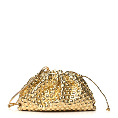 Bottega Veneta Metallic Fabric Bubble Wrap The Mini Pouch Gold 1 of 9