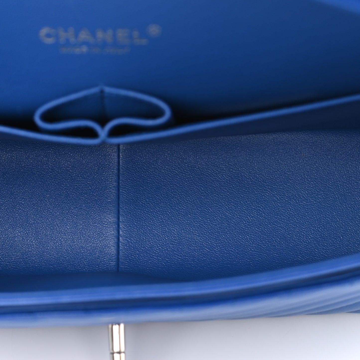 Caviar Chevron Quilted Jumbo Double Flap Blue