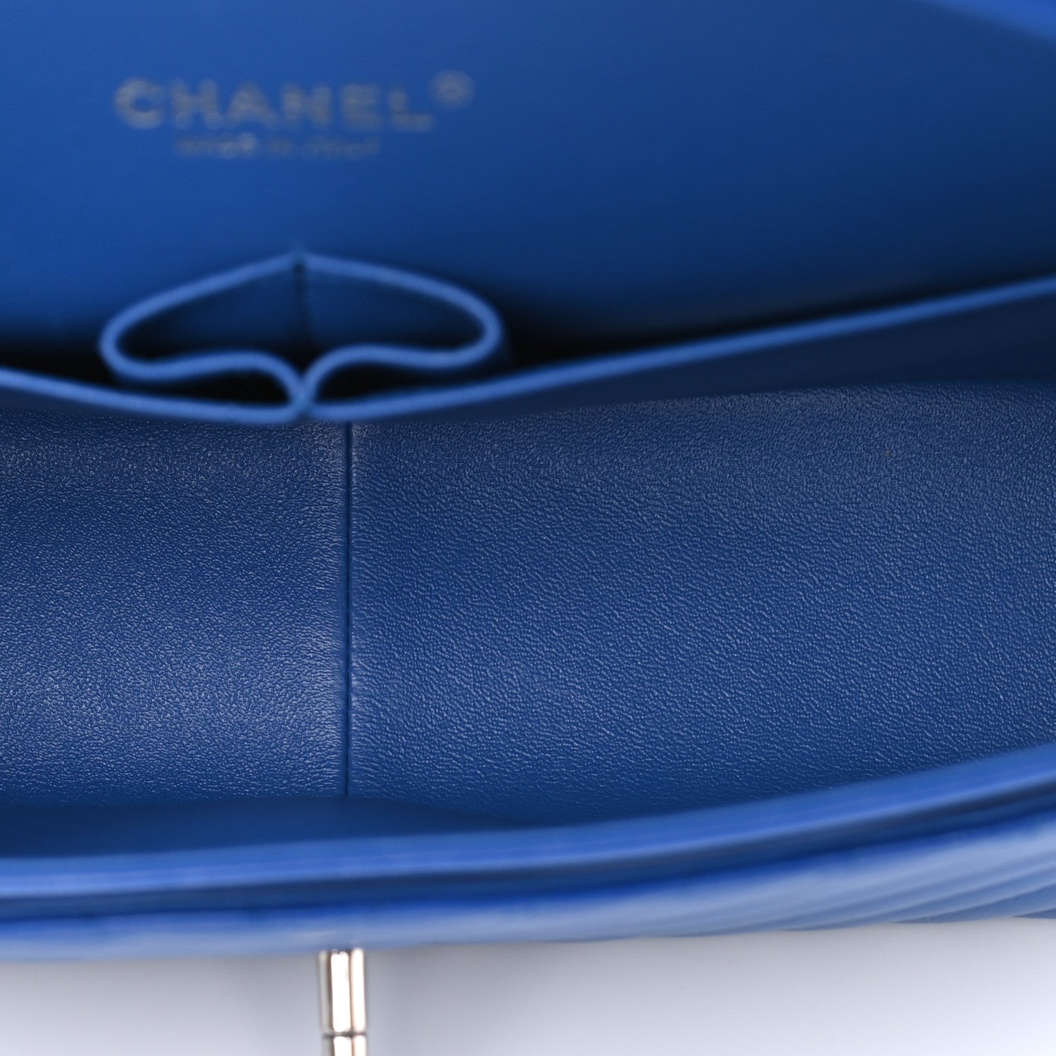 Chanel Caviar Chevron Quilted Jumbo Double Flap Blue 5 of 10