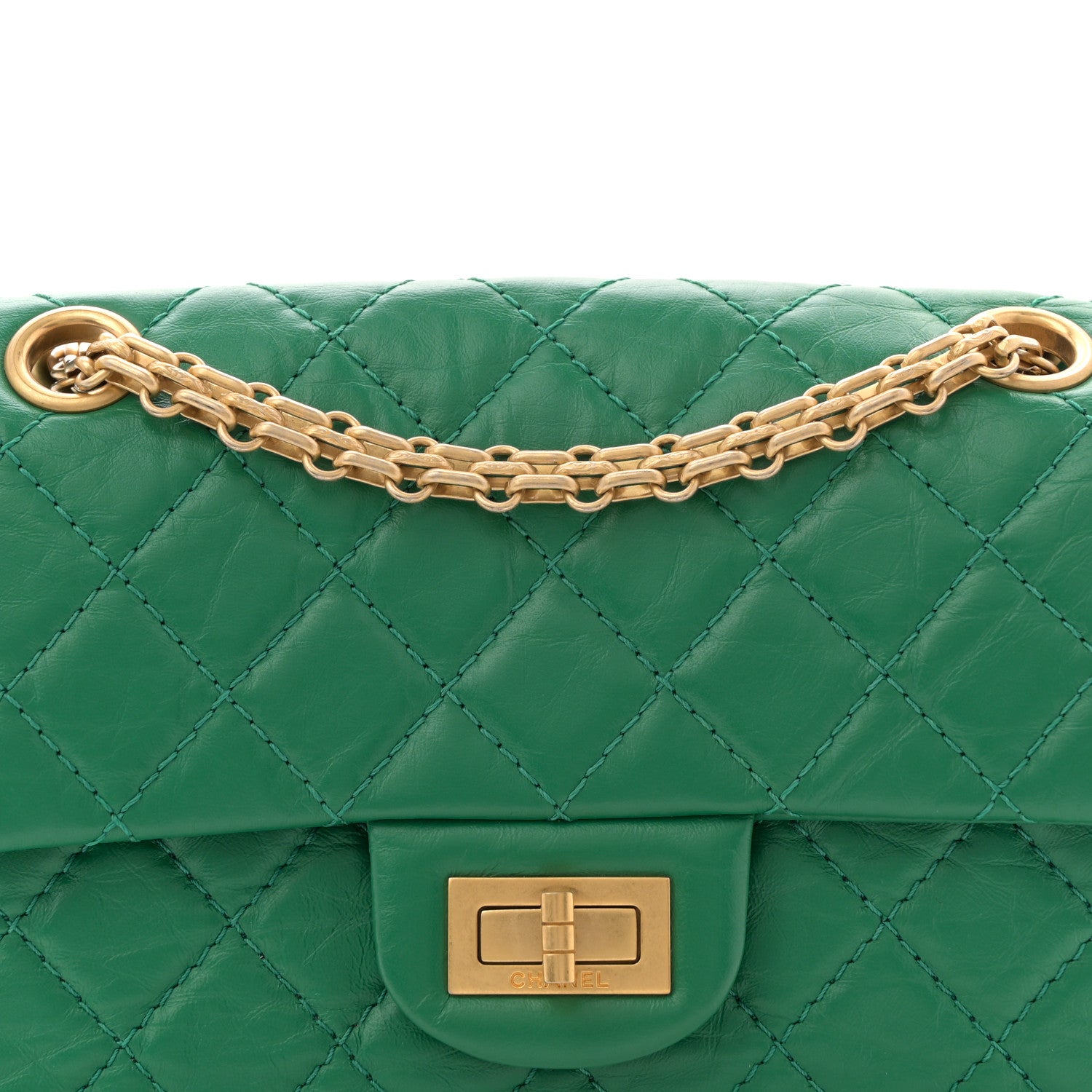 Chanel Aged Calfskin Quilted 2.55 Reissue Mini Flap Green 8 of 10