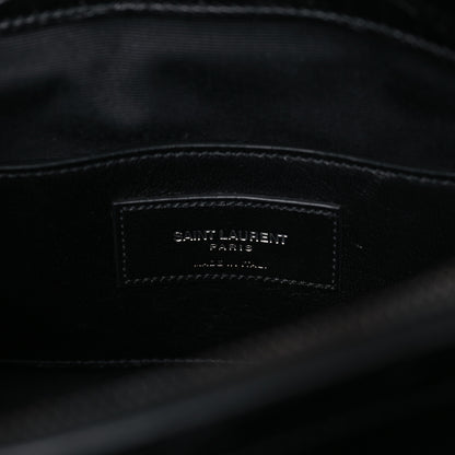 Saint Laurent Calfskin Crocodile Embossed Large College Monogram Satchel Black 6 of 11