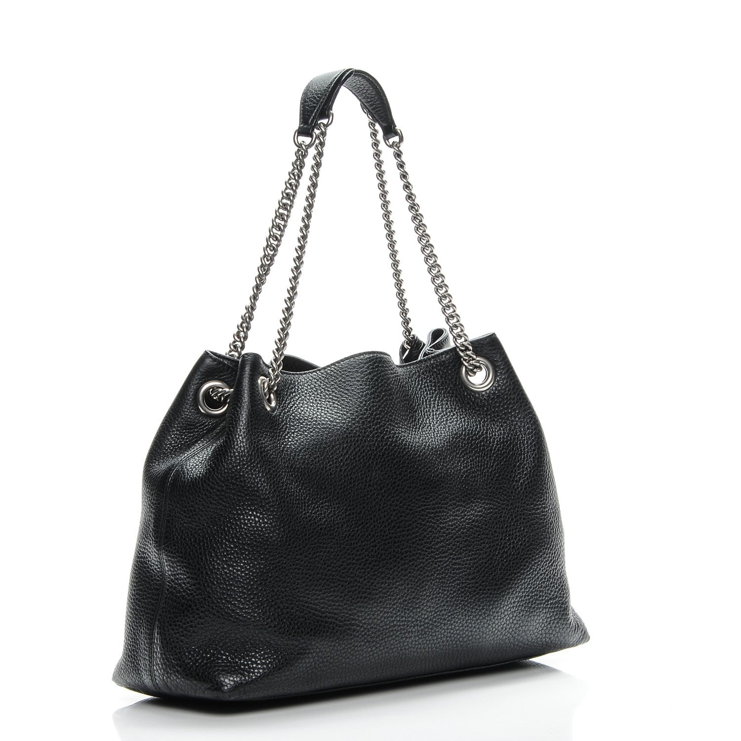 Gucci Pebbled Calfskin Studded Medium Soho Chain Shoulder Bag Black 3 of 7