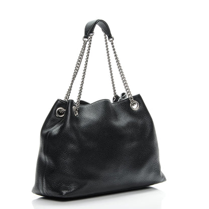 Gucci Pebbled Calfskin Studded Medium Soho Chain Shoulder Bag Black 3 of 7