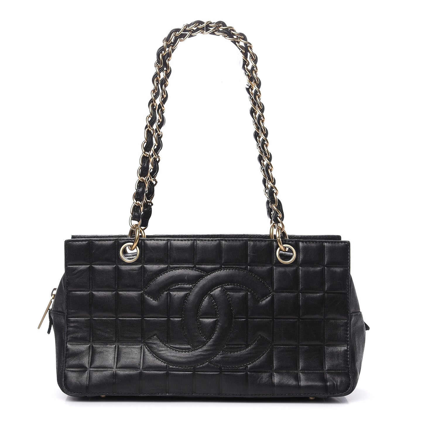Calfskin Quilted CC Chocolate Bar Shoulder Bag Black