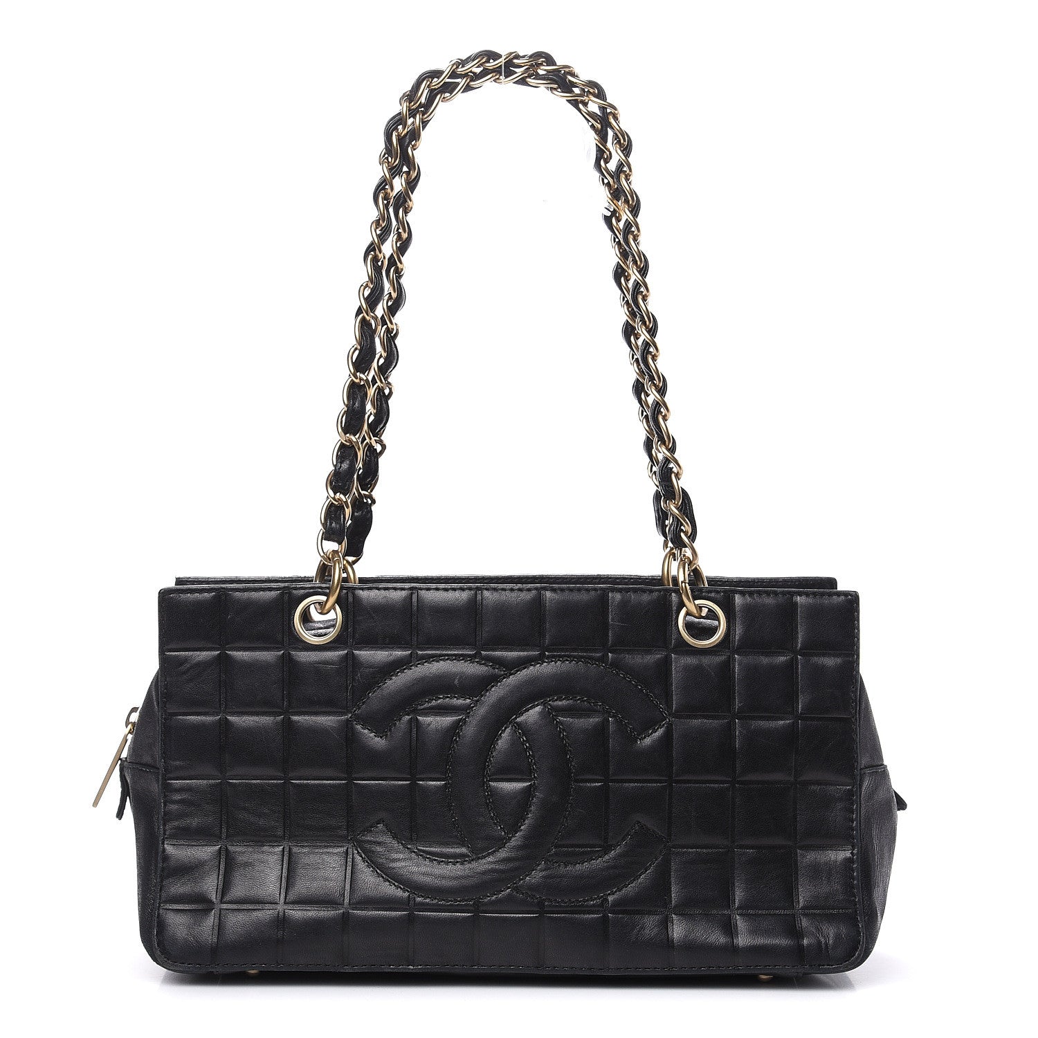 Chanel Calfskin Quilted CC Chocolate Bar Shoulder Bag Black 1 of 16