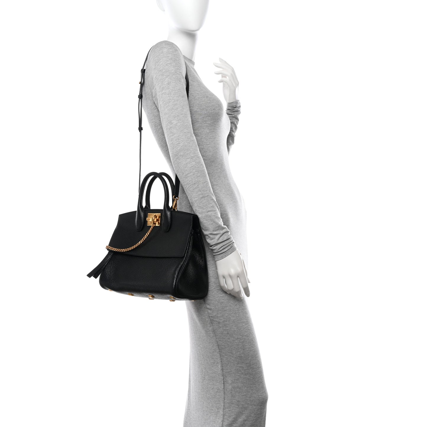Hammered Calfskin Studio Rock Bag Black
