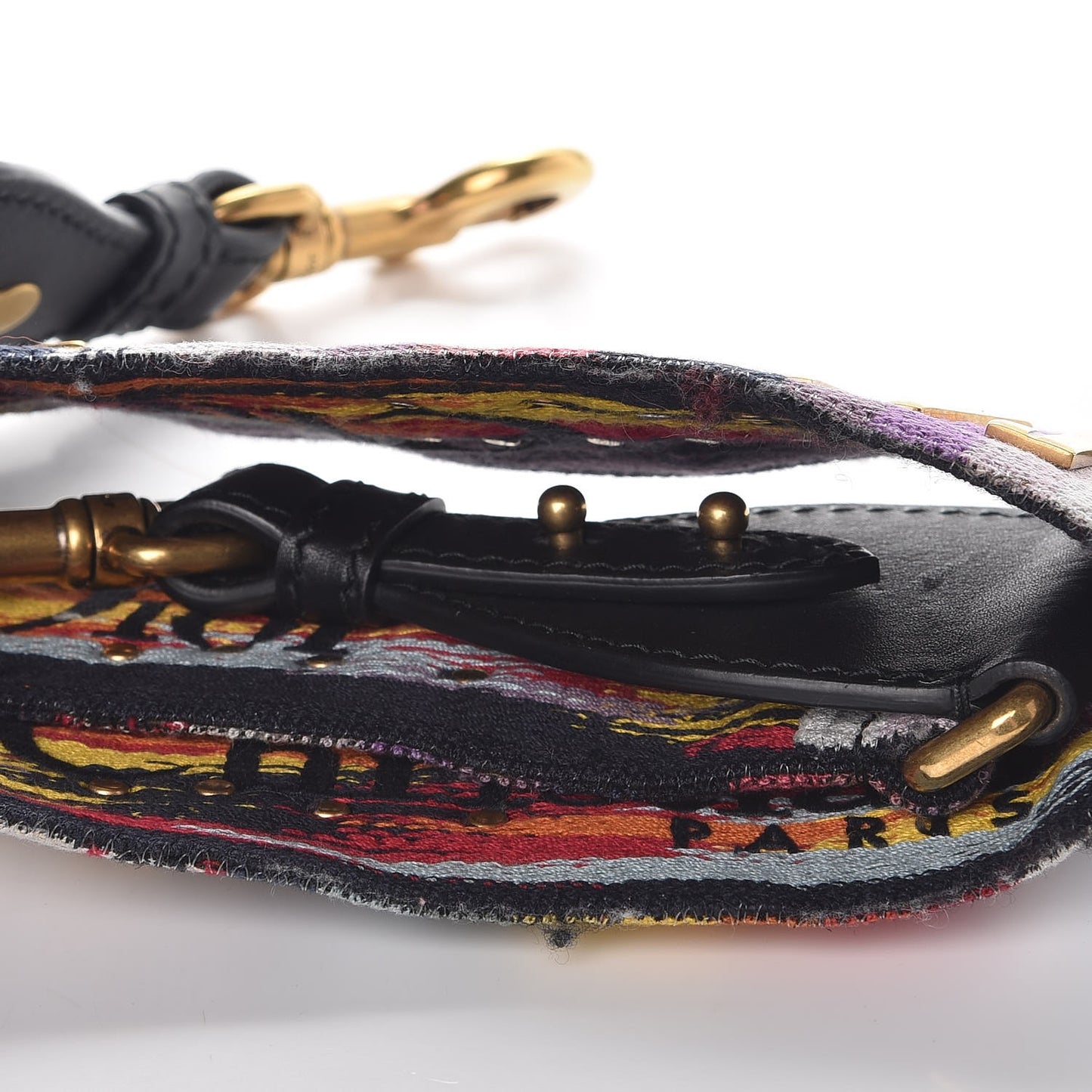 Canvas Embroidered Studded Rainbow J’Adior Shoulder Strap