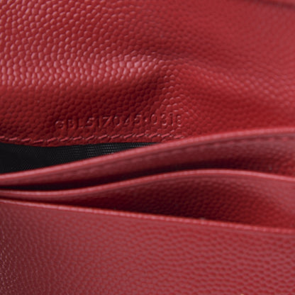 Saint Laurent Grain De Poudre Matelasse Chevron Monogram Zipped Card Case Rouge Eros 7 of 7