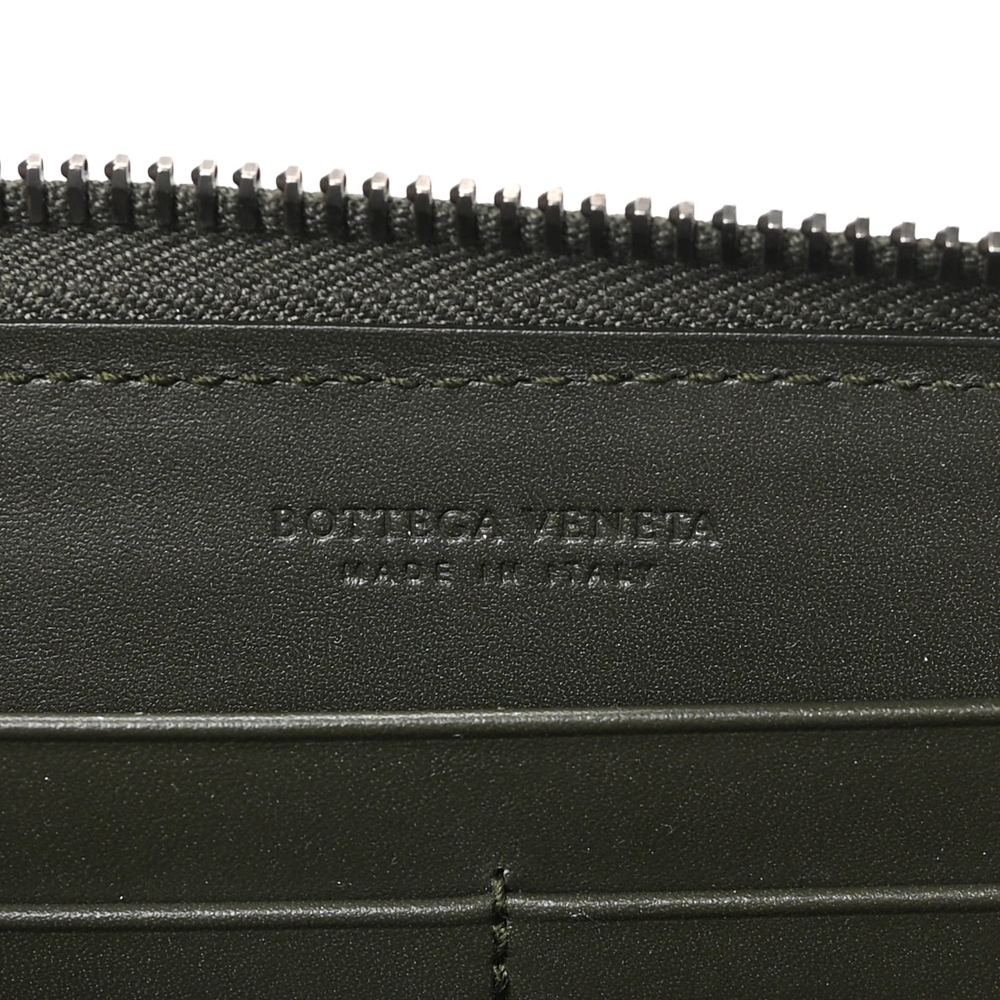 Nappa Intrecciato Zip Around Wallet Khaki