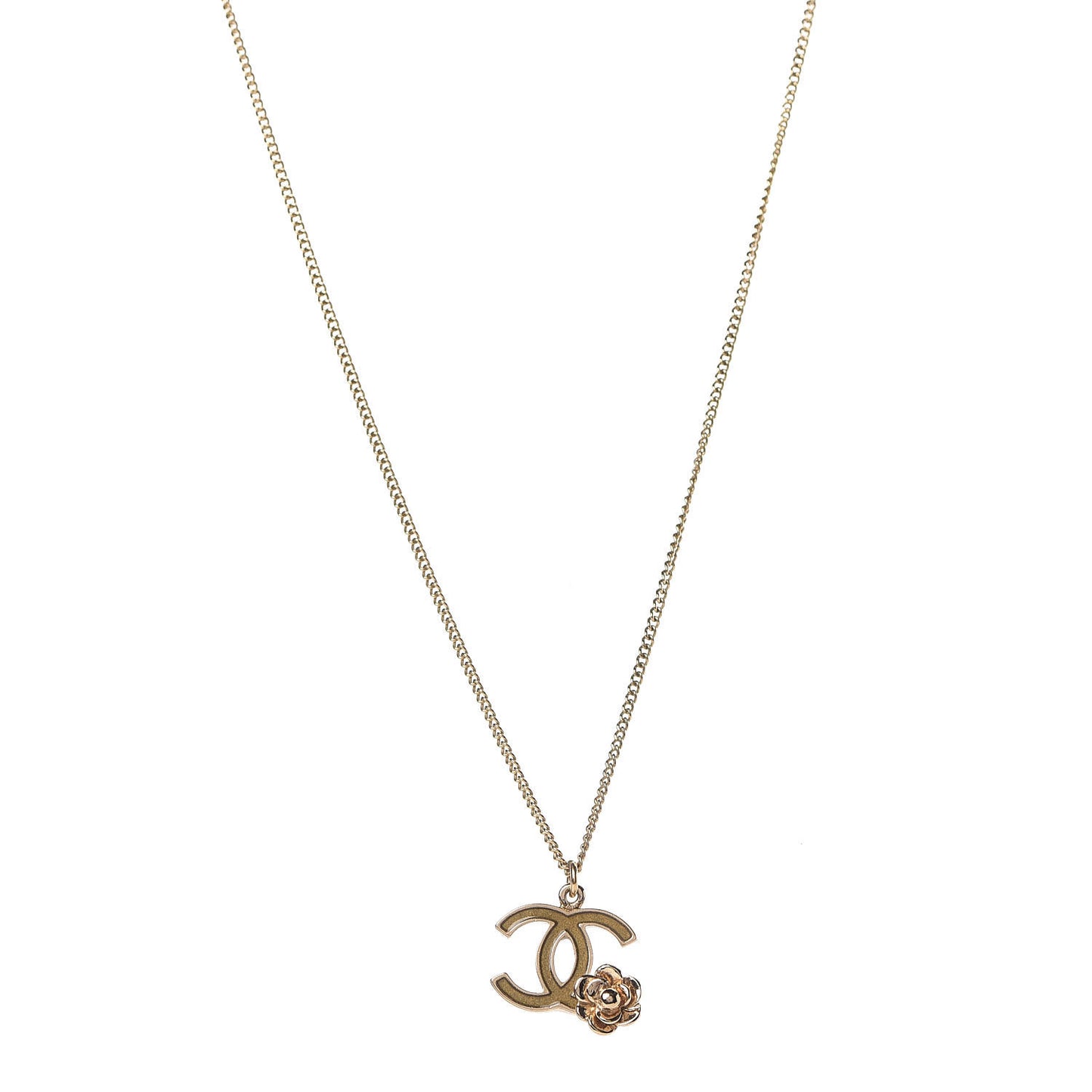 Resin CC Camellia Flower Necklace Gold