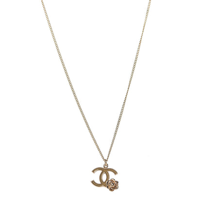 Chanel Resin CC Camellia Flower Necklace Gold 1 of 7
