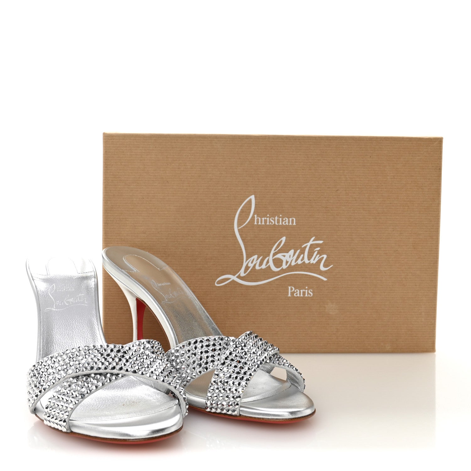 Christian Louboutin Suede Metallic Kid Lambskin Strass Mariza Is Back 85 Sandals 37.5 Silver 8 of 8