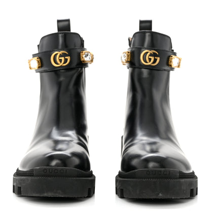 Gucci Calfskin Crystal GG Trip Chelsea Ankle Boots 37.5 Black 2 of 9
