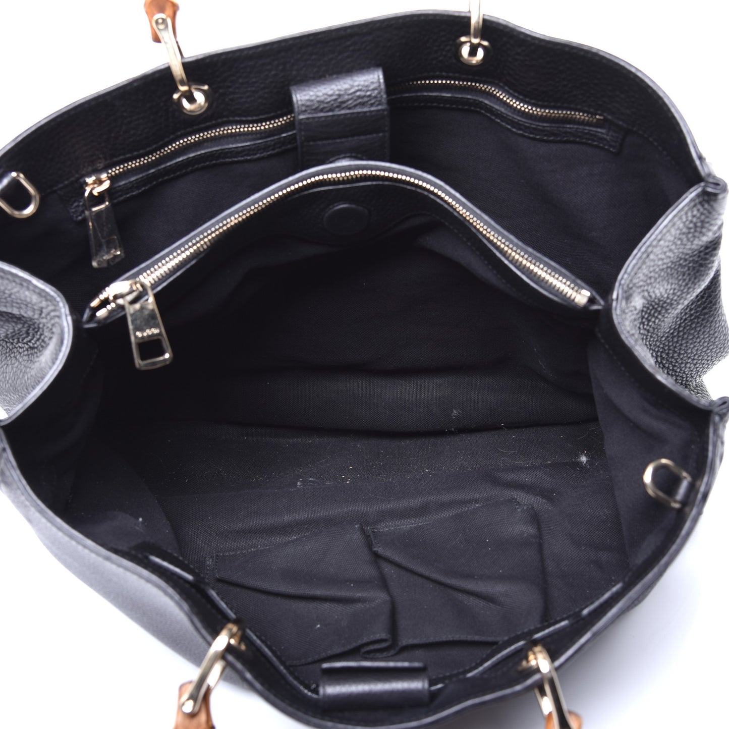 Calfskin Large Bamboo Shopper Tote Black