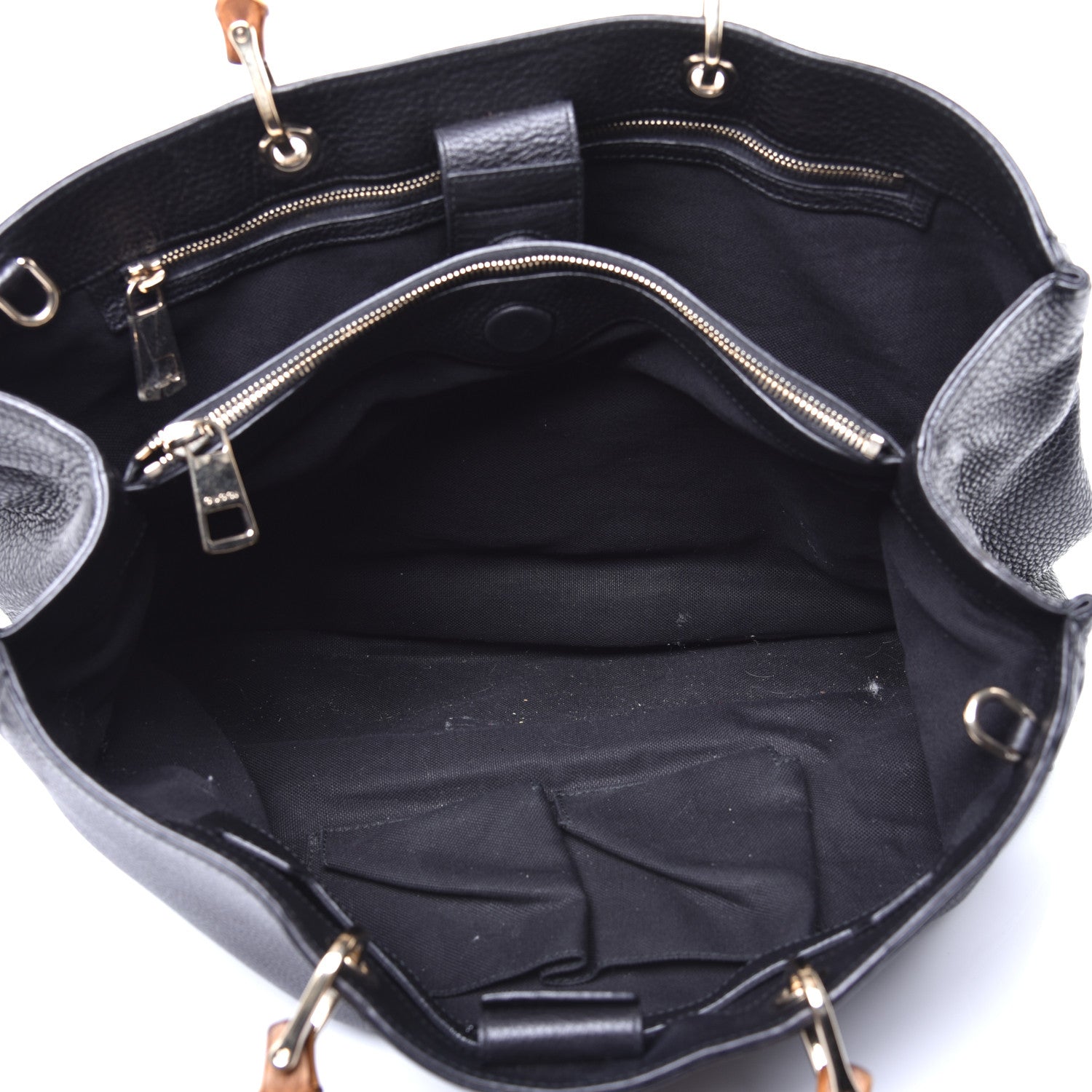 Gucci Calfskin Large Bamboo Shopper Tote Black 5 of 10