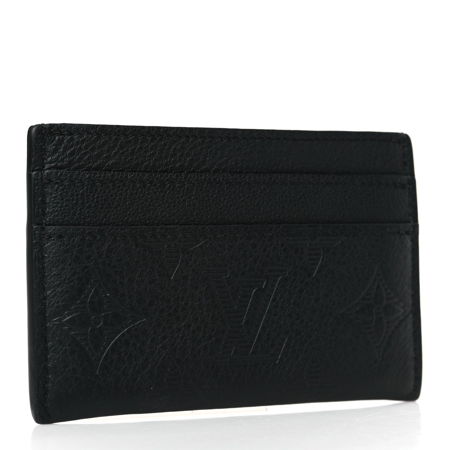 Calfskin Monogram Shadow Double Card Holder Black
