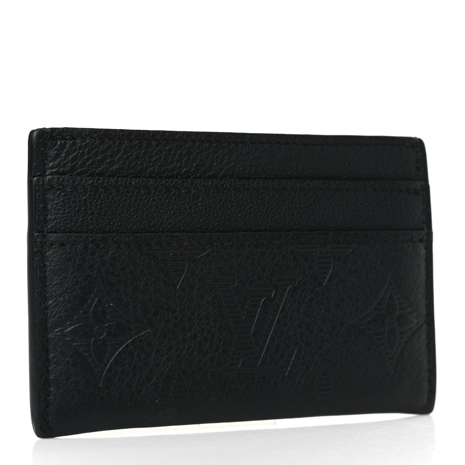 Louis Vuitton Calfskin Monogram Shadow Double Card Holder Black 3 of 6