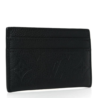 Louis Vuitton Calfskin Monogram Shadow Double Card Holder Black 3 of 6