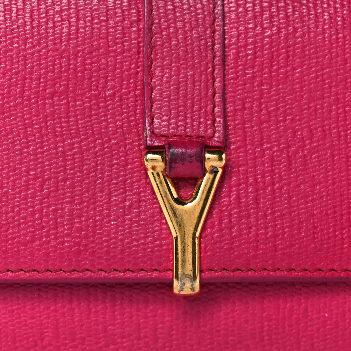 Textured Calfskin Y Card Holder Fuchsia