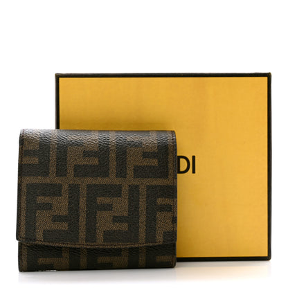 Fendi Vitello Elite Zucca Compact Wallet Tobacco 12 of 12