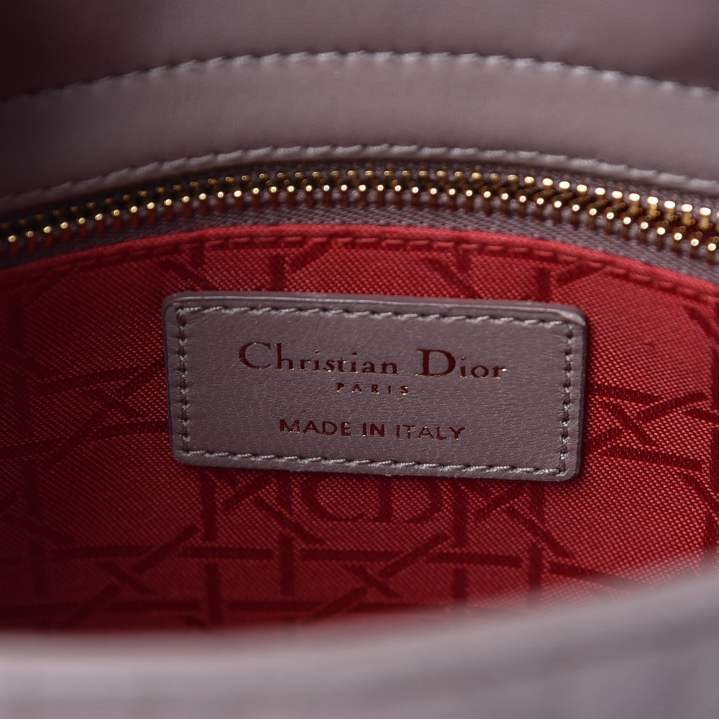 Lambskin Cannage Small Jeweled Swan Lady Dior Taupe