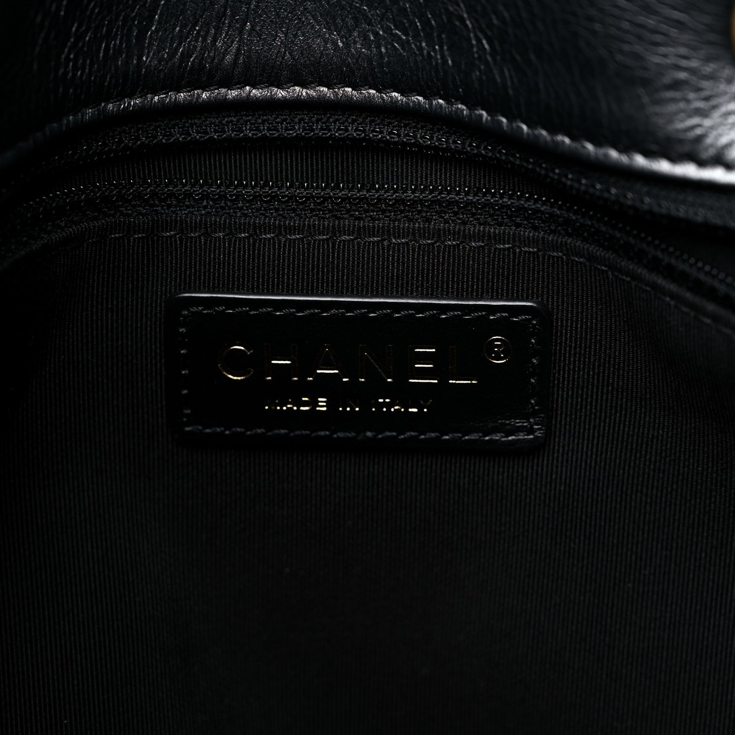 Metallic Aged Calfskin Quilted Drawstring Shopping Tote Dark Grey
