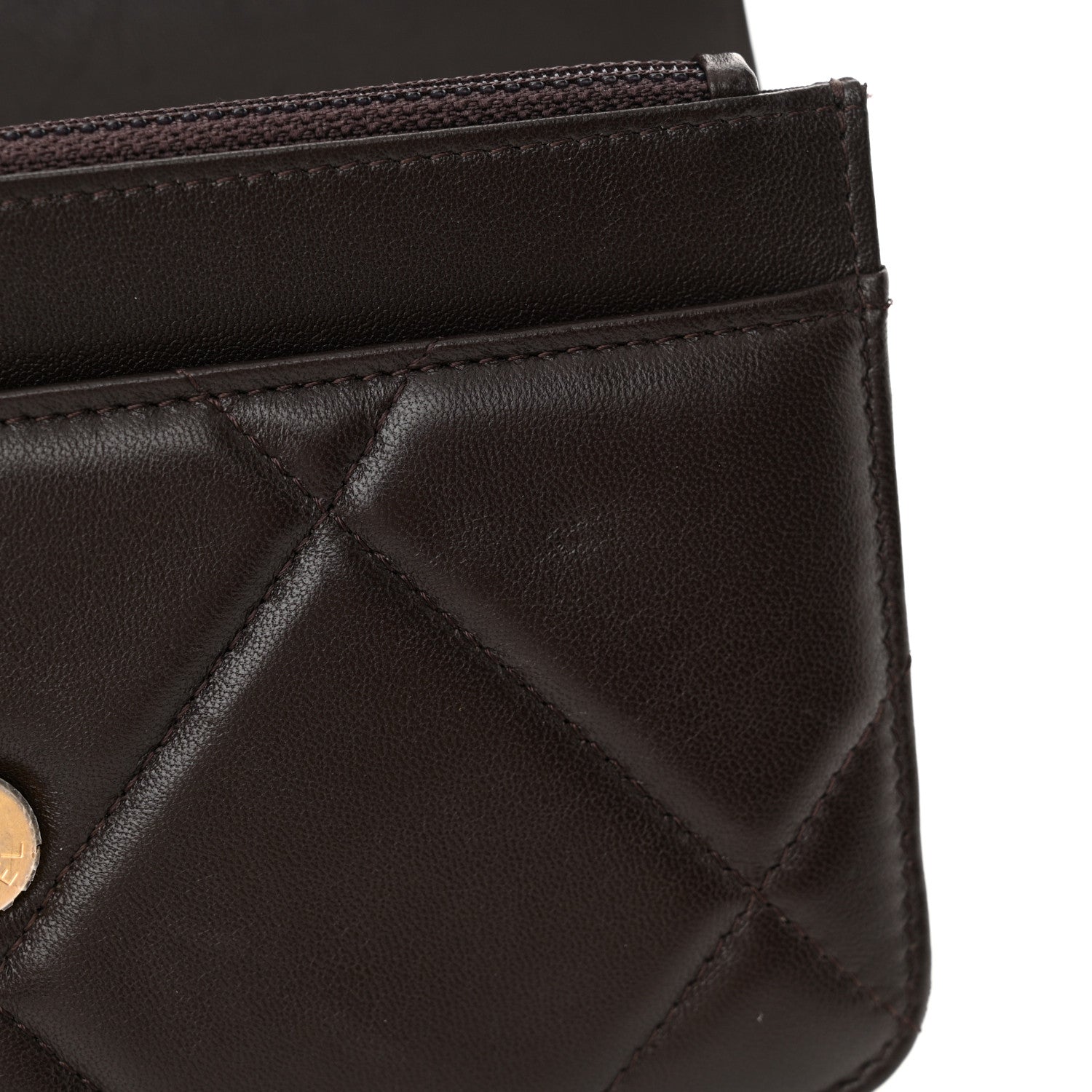 Chanel Lambskin Quilted Chanel 19 Wallet On Chain WOC Dark Brown 14 of 15